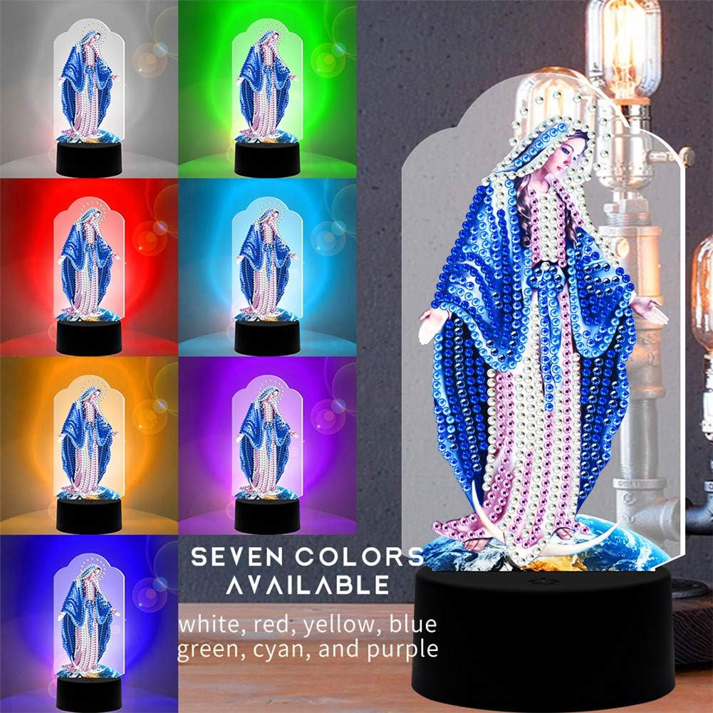 Diamond Painting Night Lamp Lamp Card DIY Decorative Painting Night Lamp Bedroom Lighting Night Lamp DIY Diamond Painting Lamp with LED Lamp Child Night Lamp Bedside Night Lamp Home Decoration Lamp